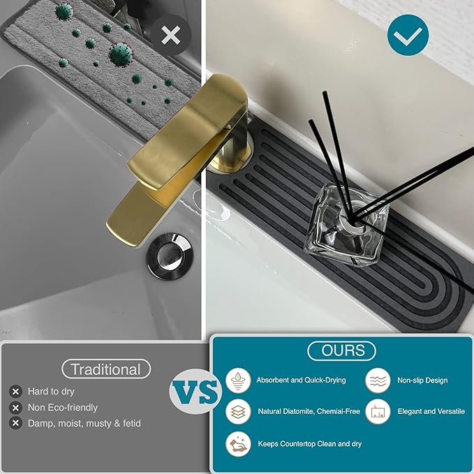 Faucet Mat for Kitchen Sink, Stone Drying Mat for Kitchen Counter, Stone Mat