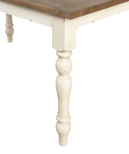Prato Two-Tone Finish Wood Dining Table, Antique White and Distressed Oak