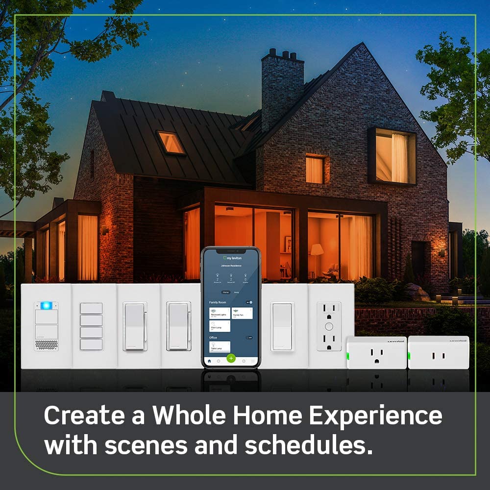 Leviton Decora Smart Switch, Wi-Fi 2nd Gen, Neutral Wire Required, Works with Matter, My Leviton, Alexa, Google Assistant, Apple Home/Siri & Wired or Wire-Free 3-Way, D215S-1RW, White