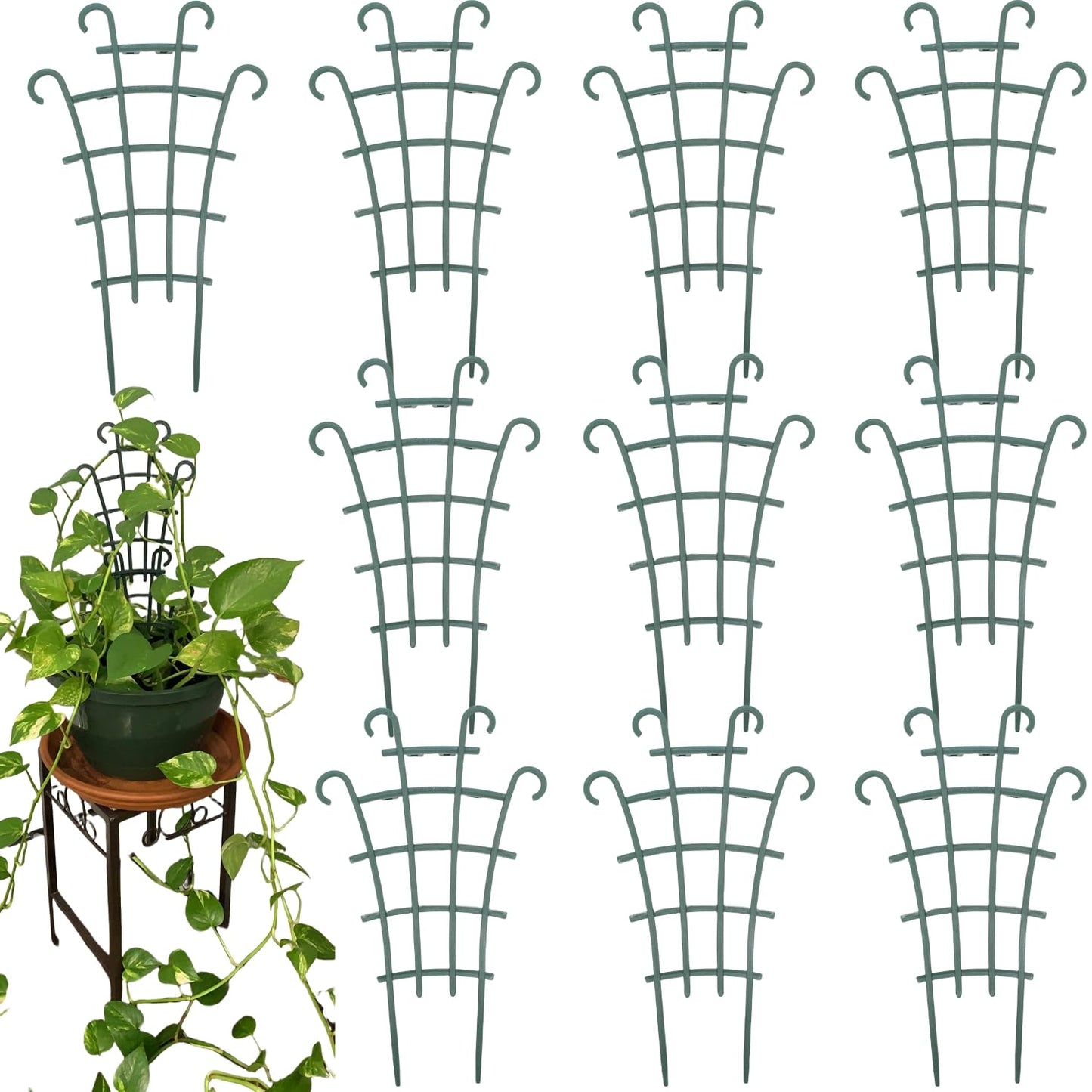 Plant Trellis for Potted Plants, Small Trellis for Climbing Plants Indoor, Plant Trellis Outdoor, Stackable Plastic Garden Trellis Support for Climbing Vines, Hoya, Pothos, Houseplants (10)