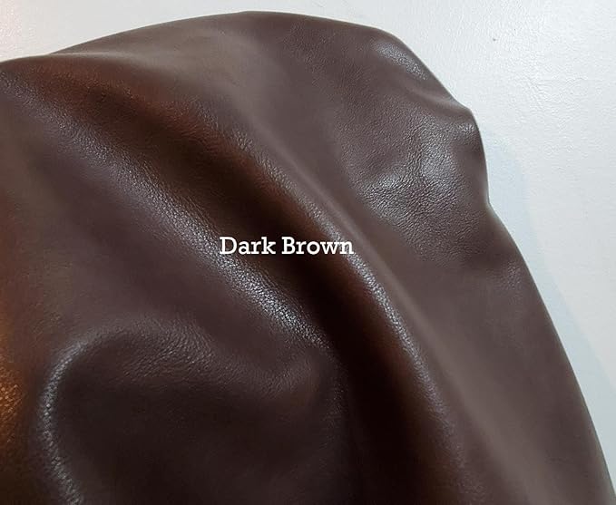 NAT Leathers Dark Brown Soft Faux Leather Fabric Sheet PU Sold by The Yard