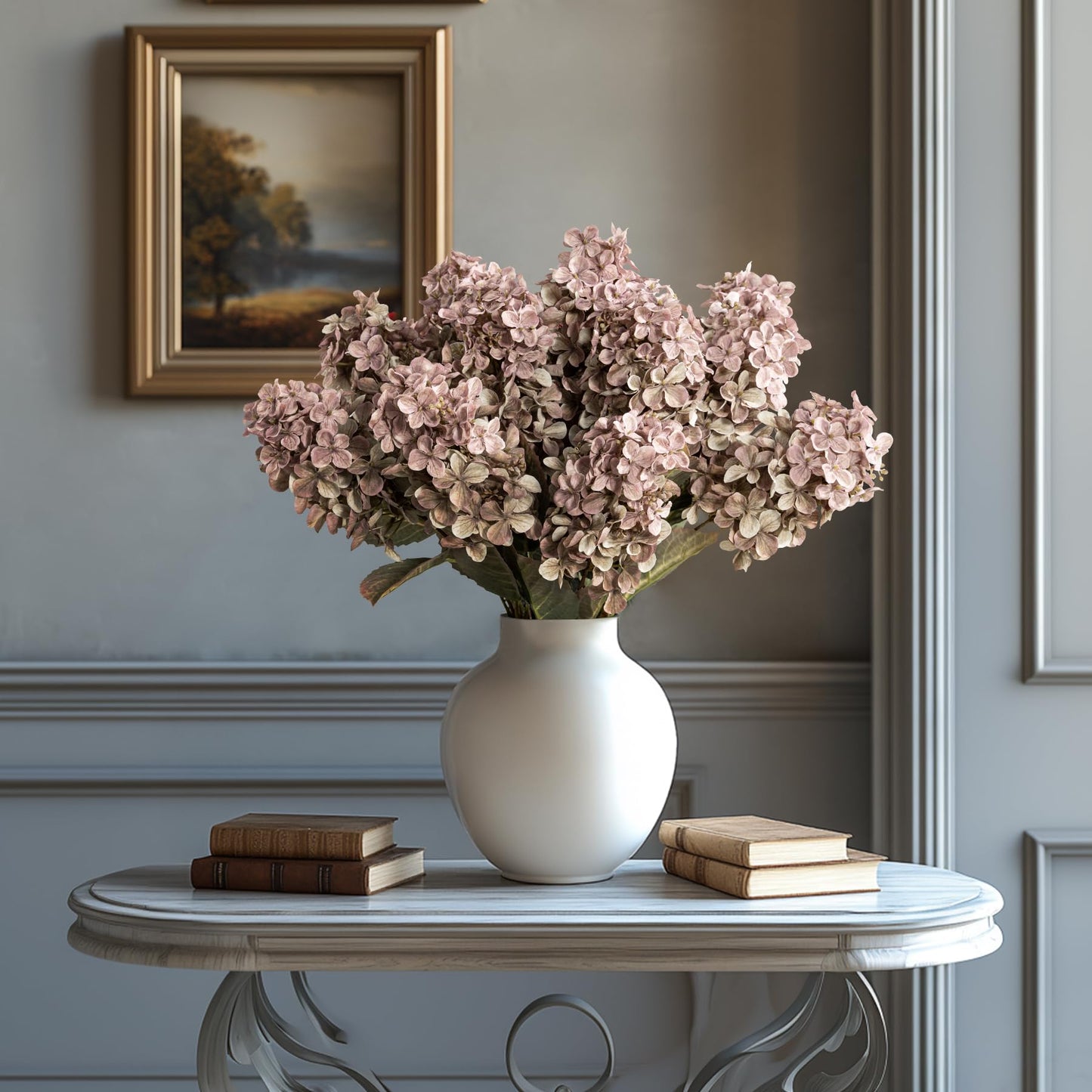 Ttranewsoo Fake Flowers Hydrangea Silk Flowers with Stems,Brown Flowers Fall Hydrangea Artificial Flowers,Winter Flowers Artificial for Decoration Vase Indoor and Outdoor 24"（Brown ） 8PCS Wthout Vase