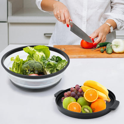 Microwave Splatter Cover for Food with Anti-scald Base Plate,Large Plastic & Silicone Vented Avoid Scalding Collapsible Guard Lid, Plate Holder & Kitchen Colander for Meal Prep-10.7 Inch (gray)