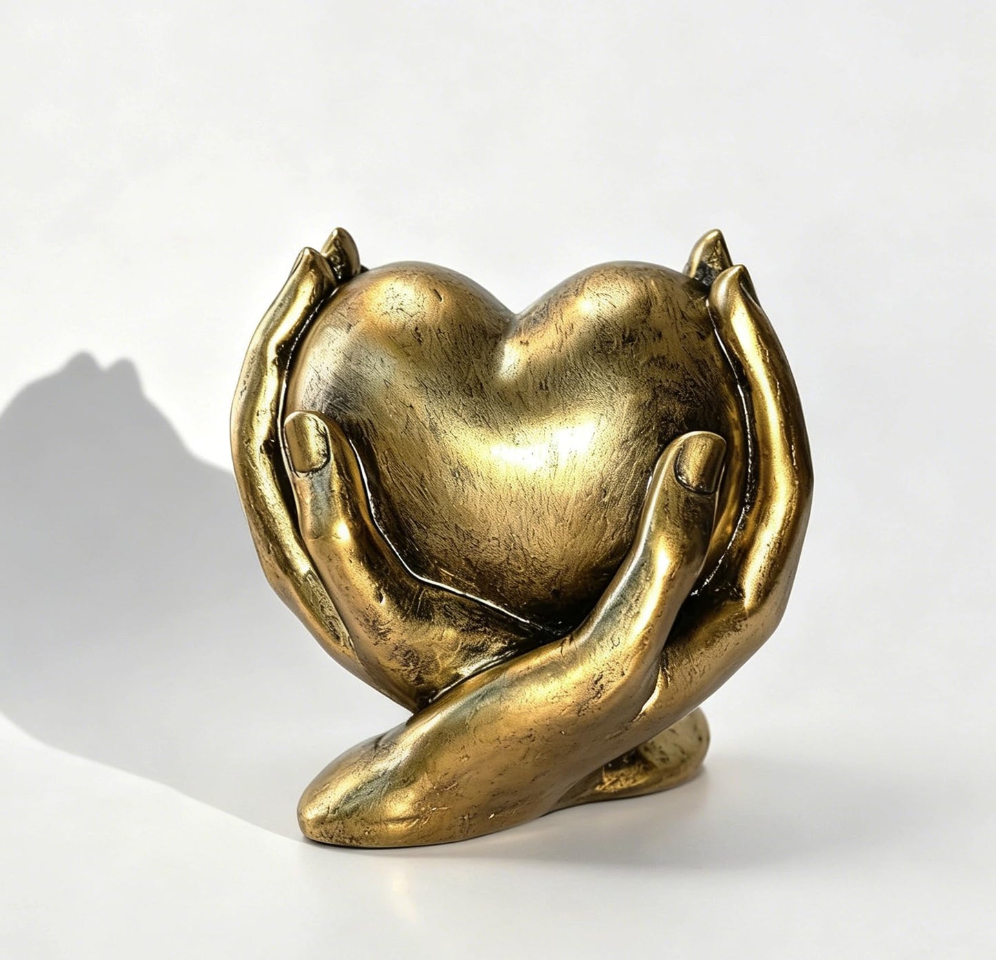 Gold Heart Hands Sculpture Boho Home Decor Accents Love Statue Living Room Decoration, Ideal for Coffee Table, Shelves, Home, Bedroom, Birthday, Wedding Love Table Decor