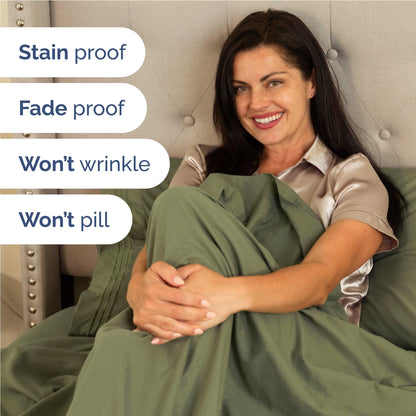 Full Size 4 Piece Sheet Set - Comfy Breathable & Cooling Sheets - Hotel Luxury Bed Sheets for Women and Men - Deep Pockets, Easy-Fit, Soft and Wrinkle Free Sheets - Sage Green Oeko-Tex Bed Sheet Set