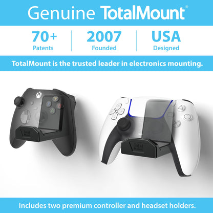 TotalMount Controller Wall Stands (2 Pack) with Non-Slip Pads & Removable Adhesive for Xbox, PS5, PS4, and Nintendo – These Premium Holders Won’t Damage Your Wall with Screws or Permanent Adhesive