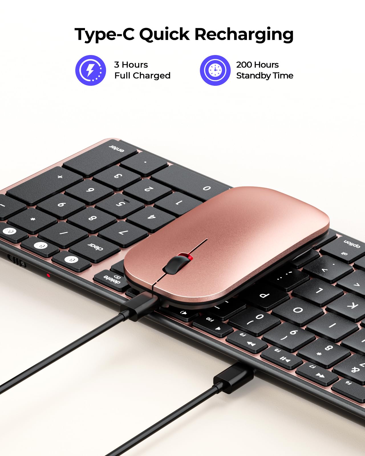 seenda Bluetooth Keyboard and Mouse for Mac, SKM64-2 Multi-Device Rechargeable Slim Wireless Keyboard Mouse Stainless Steel Full Size, Compatible with MacBook Pro/Air, iPad, Mac - Space Gray