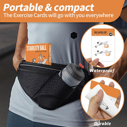 ELAORY Stability Ball Workout Cards, 62 Exercises Cards Deck Large Size 5" x 3.5" Fitness Cards for Women & Men, Beginner Fitness Guide to Training Exercises at Home or Gym