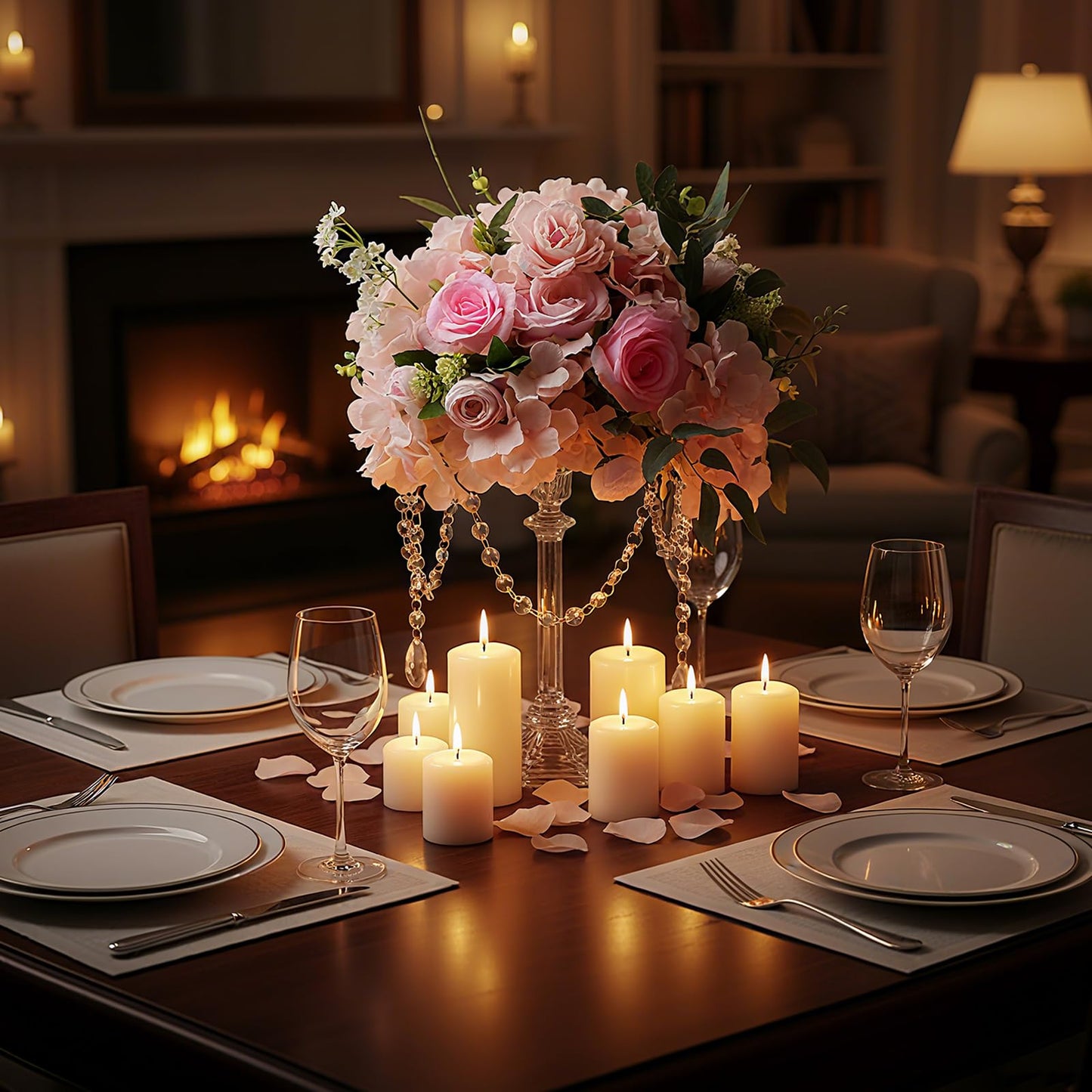 Ninehaoou 12 Set Wedding Centerpieces for Tables 12 Glass Flower Stands for Wedding 12 Acrylic Crystal Strings 72 Acrylic Crystal Ornament Beads for Party Christmas Party Tabletop Decoration