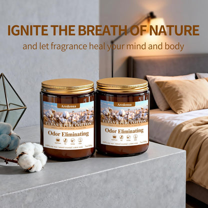 Clean & Pure Cotton Odor Eliminating Candles | Eliminates 95% of Pet, Smoke & Bathroom Odors – 7 oz Hand Poured Non-Toxic Soy Candle - Fresh Air Scented Candle Gentle for Pet - Gifts for Families