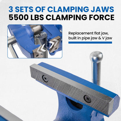 Forward DT08125A 5-Inch Heavy Duty Bench Vise with 1 Pair Steel Jaw Plates