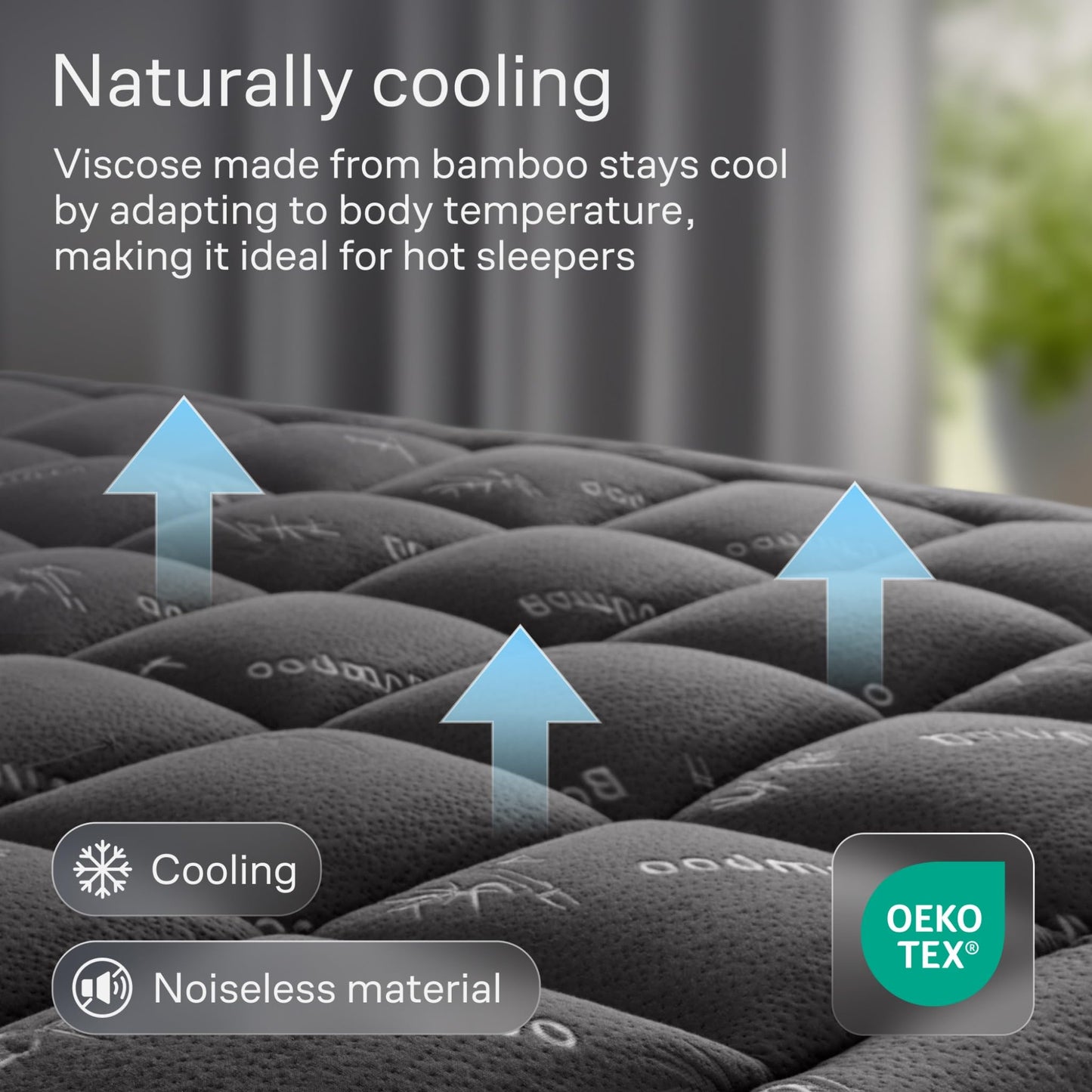 Niagara Sleep Solution Ultra Soft King Size Mattress Topper - Rayon Derived from Bamboo Pillow Top Mattress Pad for Back Pain Relief - Naturally Cooling for Hot Sleepers, Dark Gray