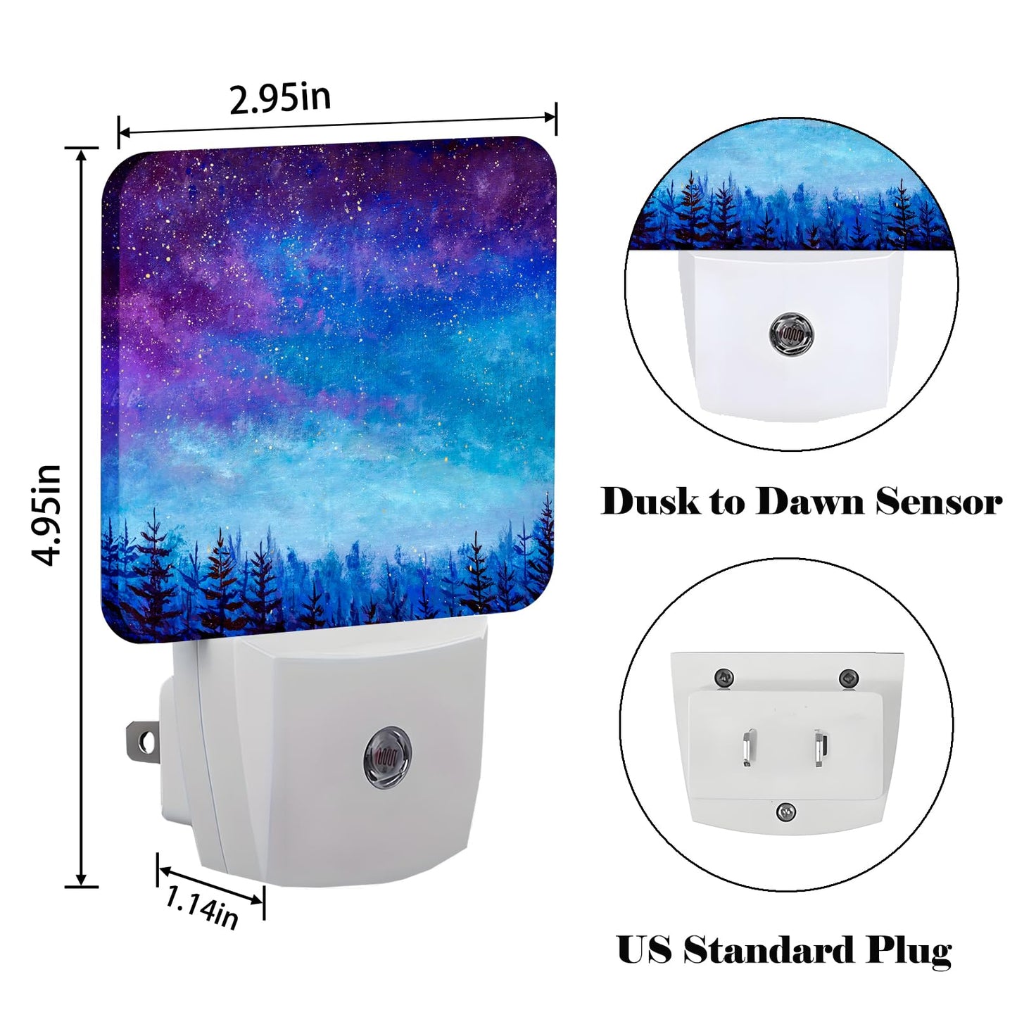 FSHVQKD Starry Sky Forest Night Light,Plug Into Wall Decor for Stairway,Hallway,Kitchen,Dusk to Dawn Sensor Nightlights for Boys/Girls/Women/Men Room Gifts
