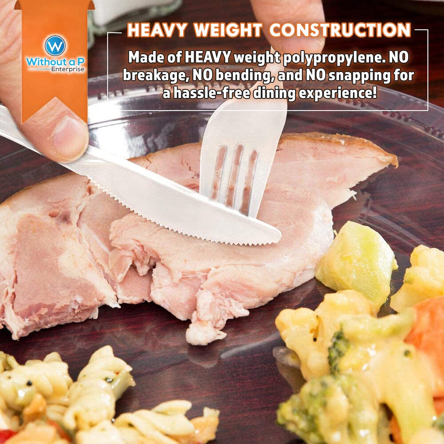 Bulk Heavy Weight Cutlery Individually Wrapped White Plastic Cutlery Knife, Spoon, Fork Pack with Napkin and Salt and Pepper Packets - Extra Strong & Resistant