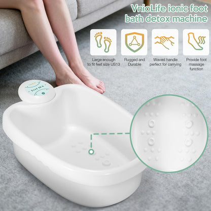 WL VnioLife Ionic Foot Bath Detox Machine with Bag, Portable Detox Foot Spa System, Ion Cleanse Detox Set for Home Beauty Salon Spa Use with Replacement Arrays, 100 Liners