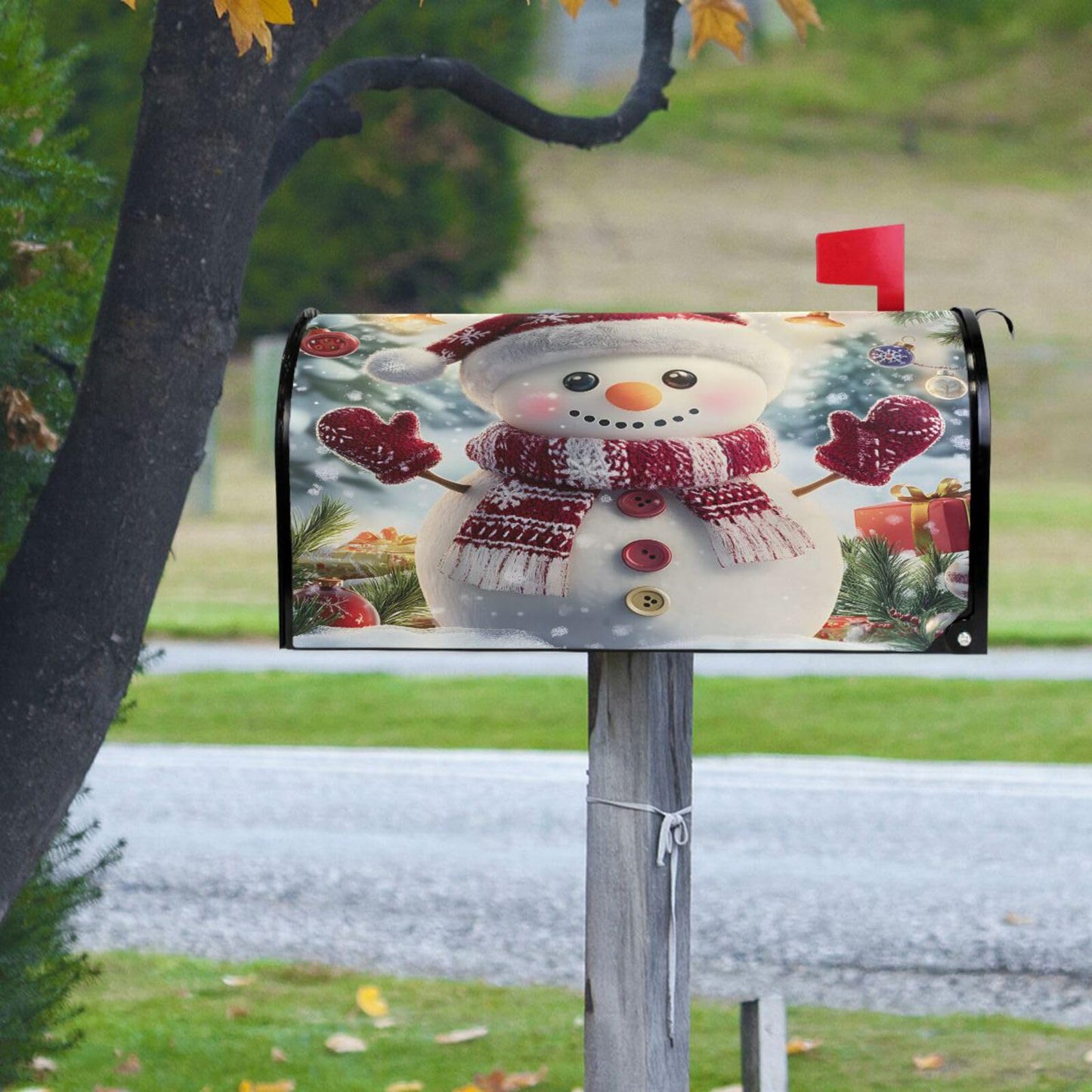 ALAZA Christmas Cute Snowman Winter Snowflakes Magnetic Mailbox Cover MailWraps Garden Yard Home Decor for Outside Standard Size-18"x 20.8"