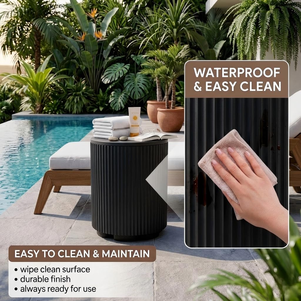 Diyfire Outdoor Cooler Side Table, 2-in-1 Portable Ice Chest Side Table, Cooler Table All Weather Resistant, Cooler Table for Patio & Parties & Picnics & Beach & BBQ, Black