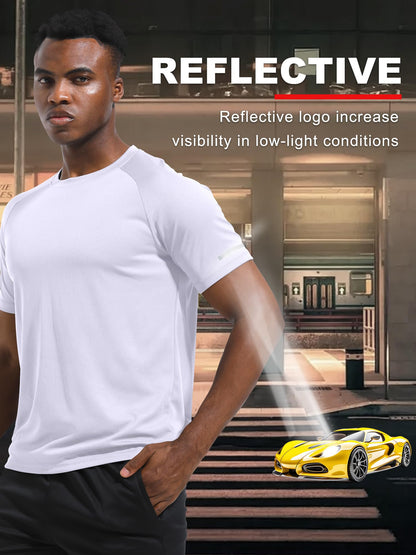 Holure Men's 3 Pack Sportswear Breathable T-Shirts Quick-Drying Short-Sleeve Shirts White/White/White 08-M