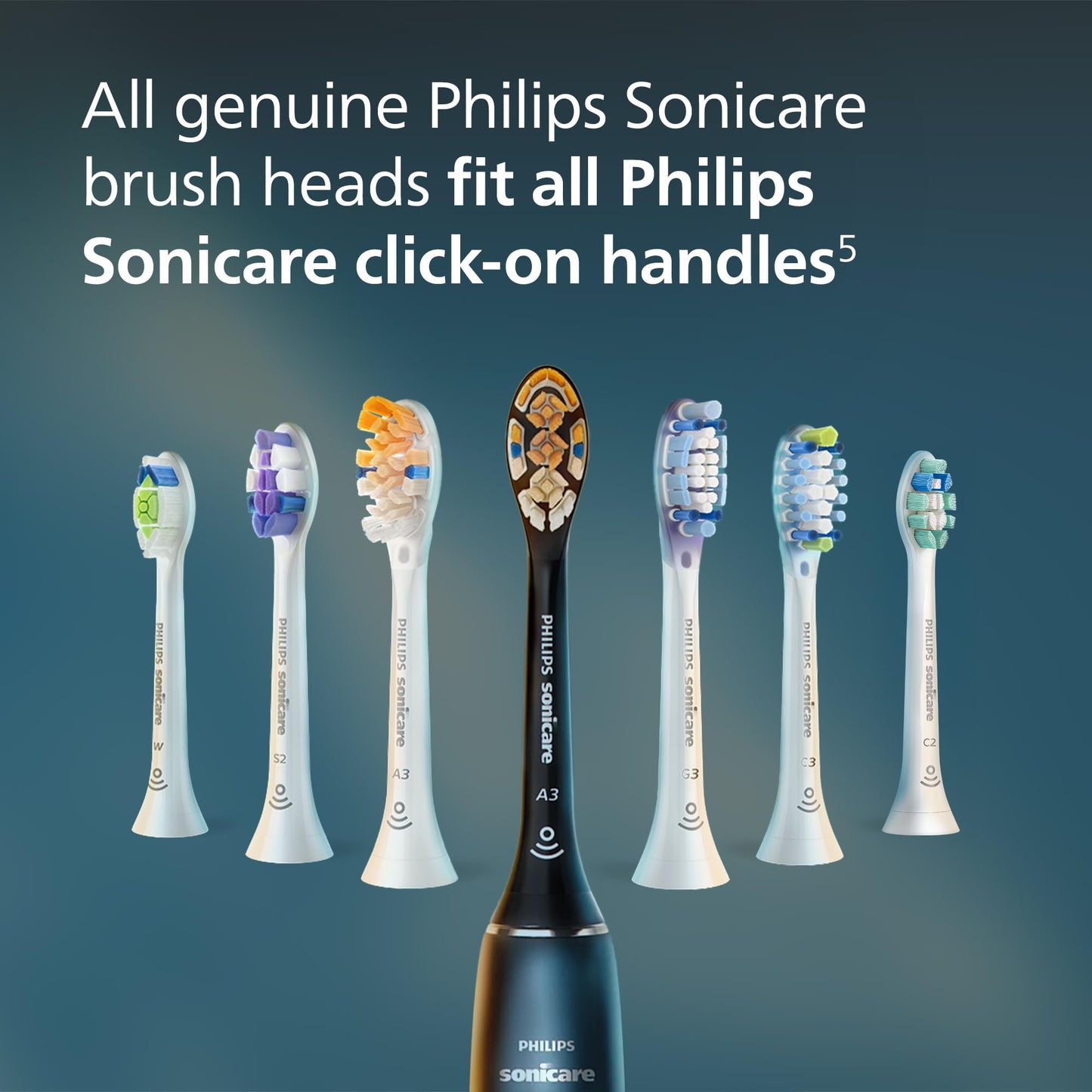 Philips Sonicare Genuine C3 Premium Plaque Control Toothbrush Heads, One Year Supply, 2 Brush Heads, Black, HX9044/95