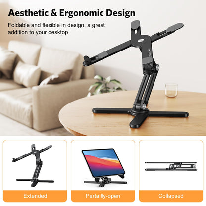 OMOTON 360° Rotating Laptop Stand Riser for Desk, Ergonomic Foldable Computer Stand Adjustable Height Angles for Collaborative Work, Easy Storage Fit Macbooks,All Laptops up to 16 inches, Silver