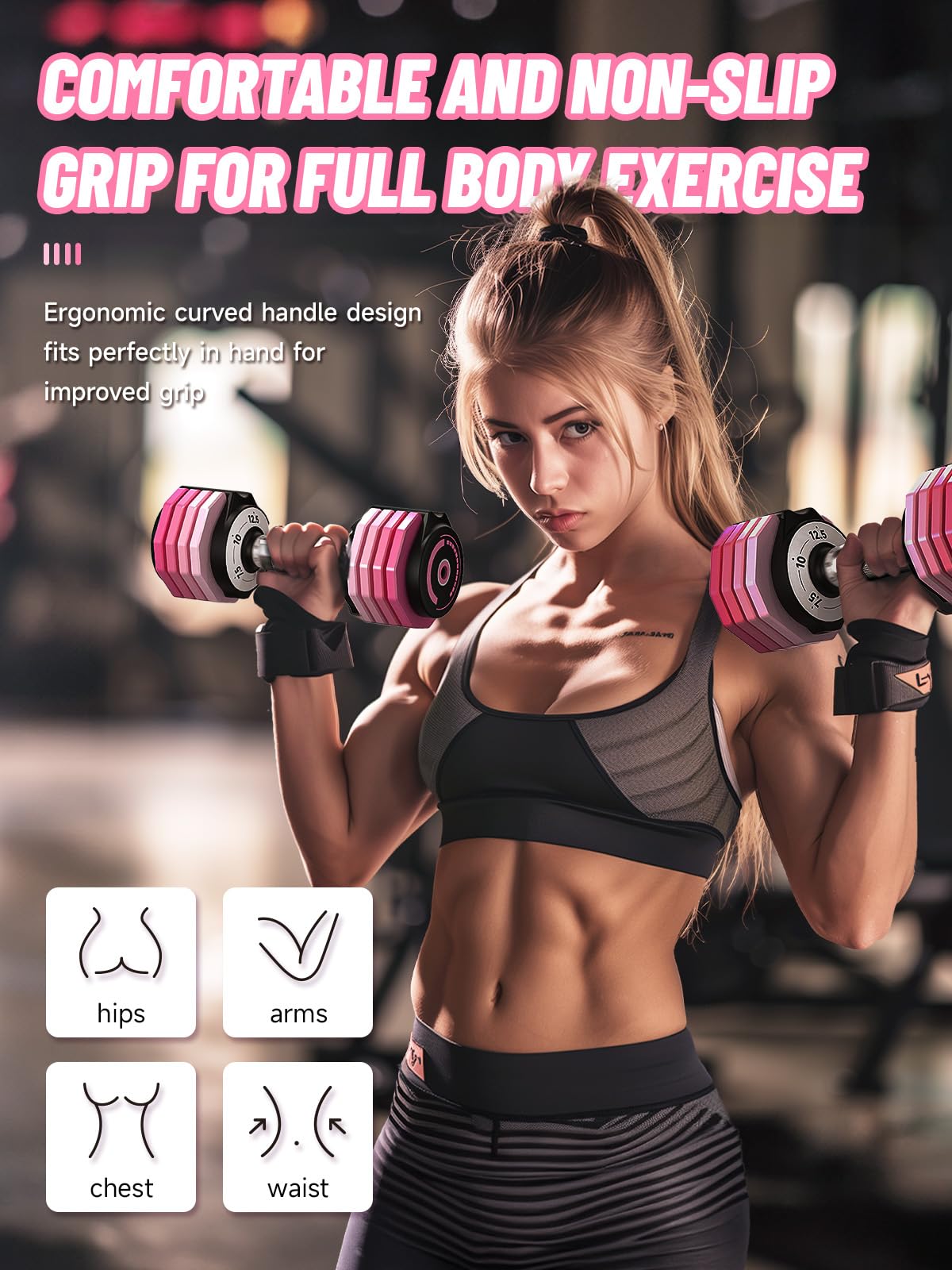 Adjustable Dumbbells Set 12.5LB/22.5LB Pair, 1-Sec Fast Adjustable 5 Weights by Turning Handle, Premium Comfort Non-slip Metal Dumbbells with Tray, Compact Size for Full Body Home Workout