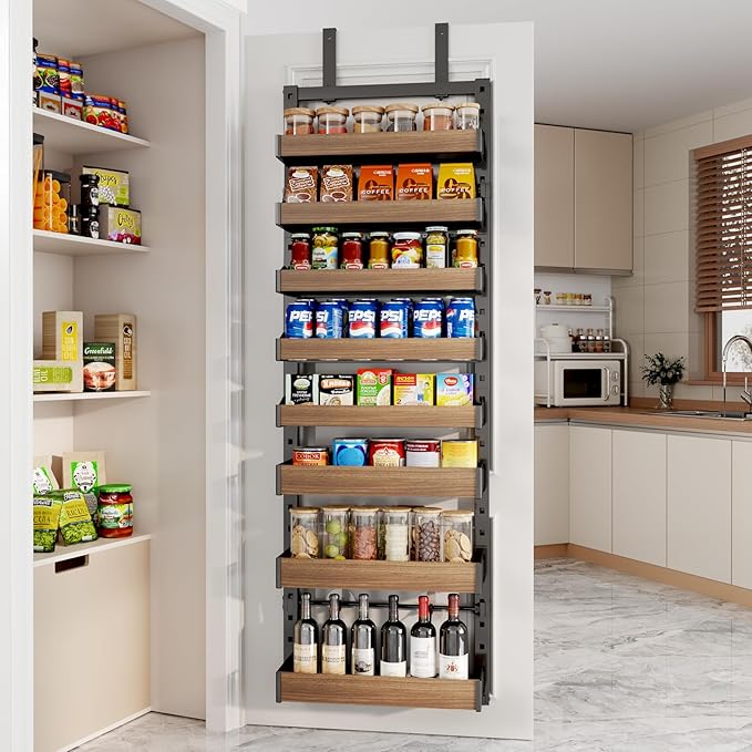 8-Tier Over The Door Pantry Organizer, Heavy-Duty Metal Wall Mount or Hanging
