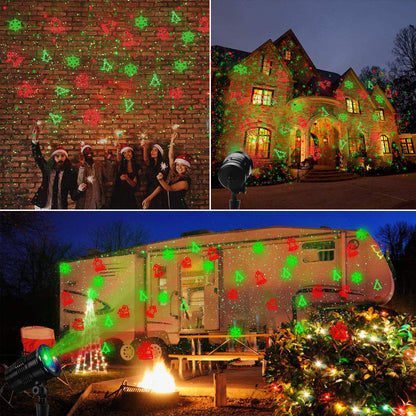 Christmas Projector Lights Outdoor, Led Christmas Laser Lights Landscape Spotlight Red and Green Star Show with Rf Wireless Remote Christmas Decorative for Outdoor Garden Patio Xmas Holiday Party