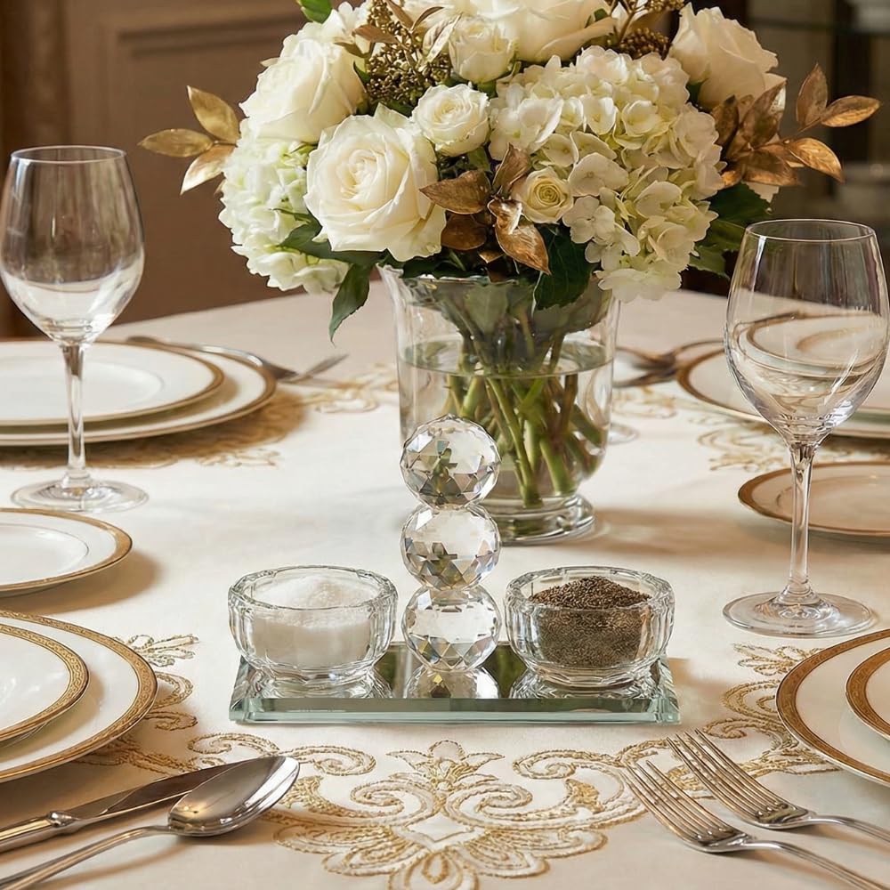 Elegant Crystal Saltie 12×14 cm – Premium Transparent Glass Jewish Crystal Saltie for Shabbat Table Décor, Holiday Meals & Home Display – Classic Elegant Design, 4.70″ × 5.50″