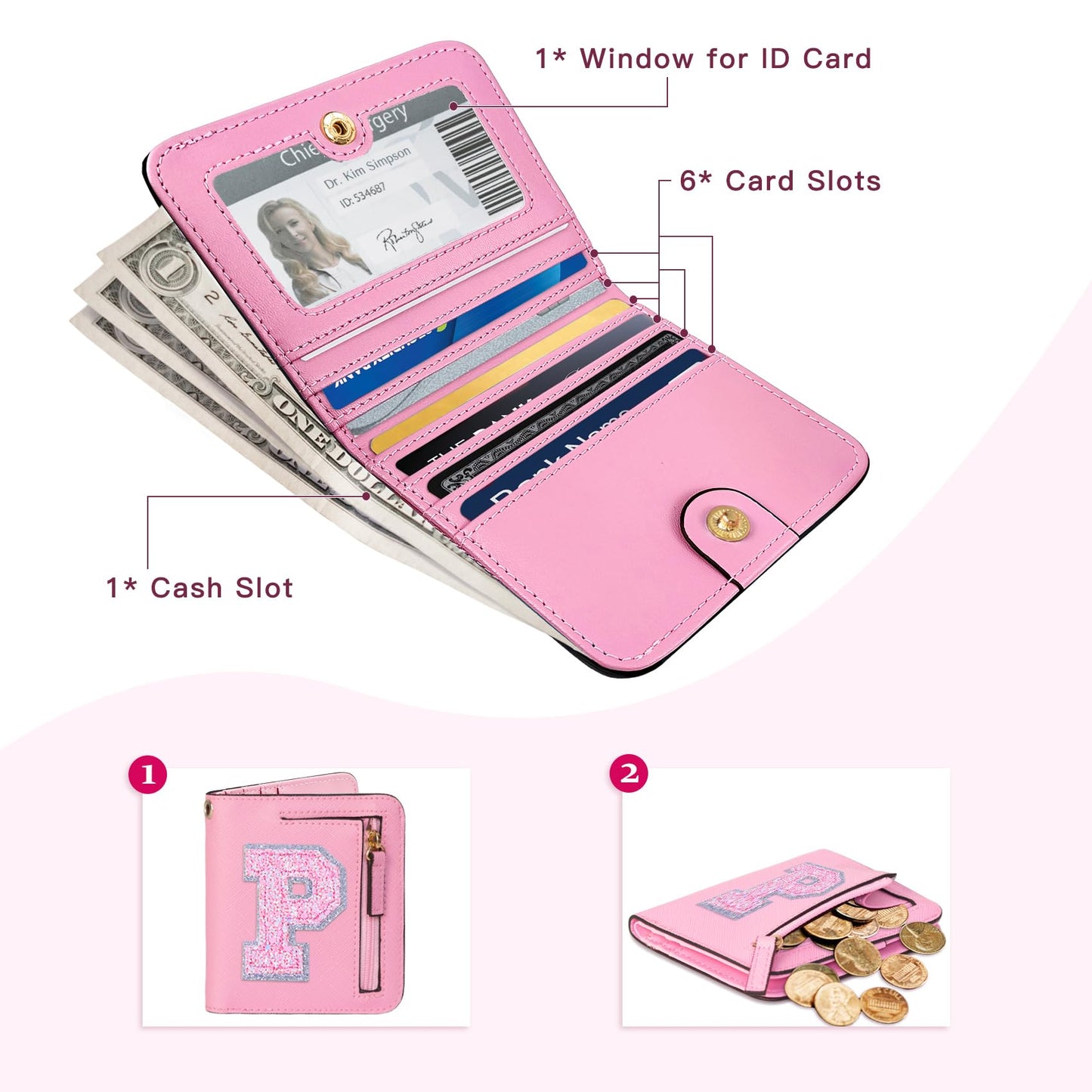 COSHAYSOO Mini Wallet with RFID Blocking Initial Monogrammed for Girls Birthday Easter Mothers Nurse Day Graduation New Year Gifts Letter P