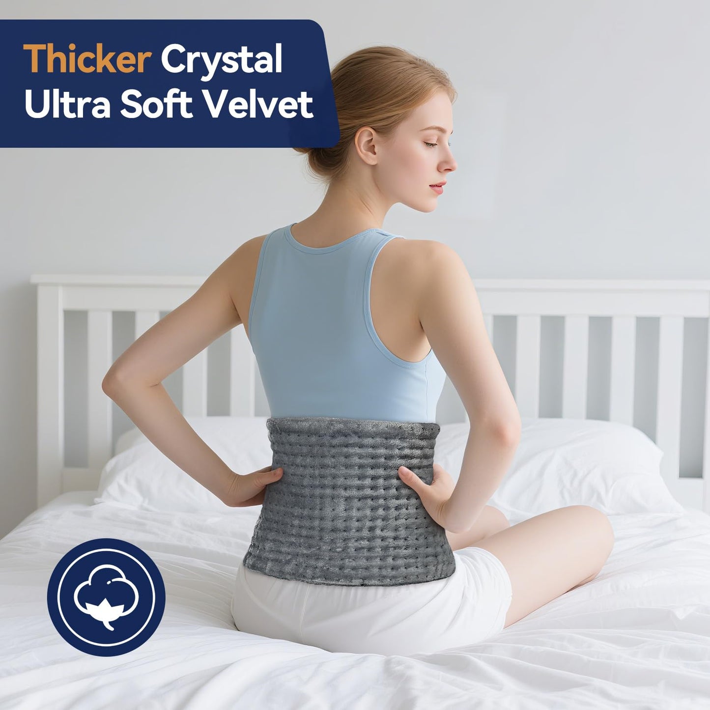 Extra Large Heating Pad for Back Pain Relief, 33"x17" Electric Heat Pad for Neck, Shoulders, Cramps, Menstrual Pain, 9 Heat Settings & 4 Auto-Off Timers, Soft Machine Wash Fabric, Gifts for Lover Gray