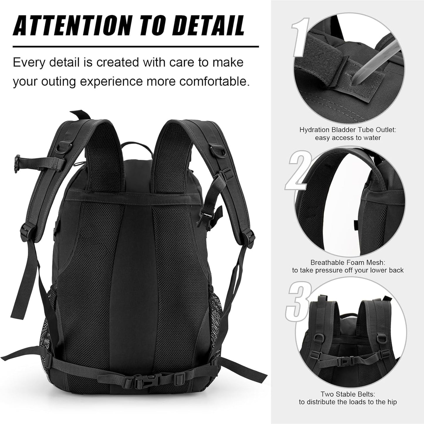 Jueachy Military Tactical Backpack 30L Army Assult Camouflage Hunting Rucksack Molle Waterproof 3 Day Large Rucking Backpack for Outdoor Sports Trekking Hiking Travel Camping