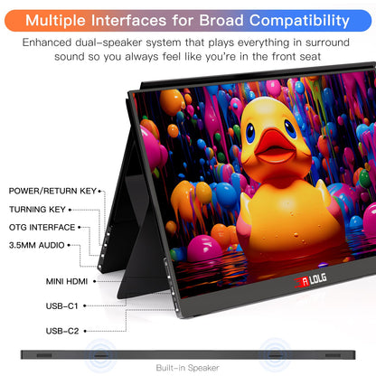 10.5''Portable Monitor for latop ,2K FHD 60HZ Laptop Monitor Screen,USB-C and HDMI Inputs, Ultra-Slim IPS Panel with HDR and Premium Smart Cover & Speakers for Laptop,PC,Phone,PS4/5,Switch,Mac,Xbox