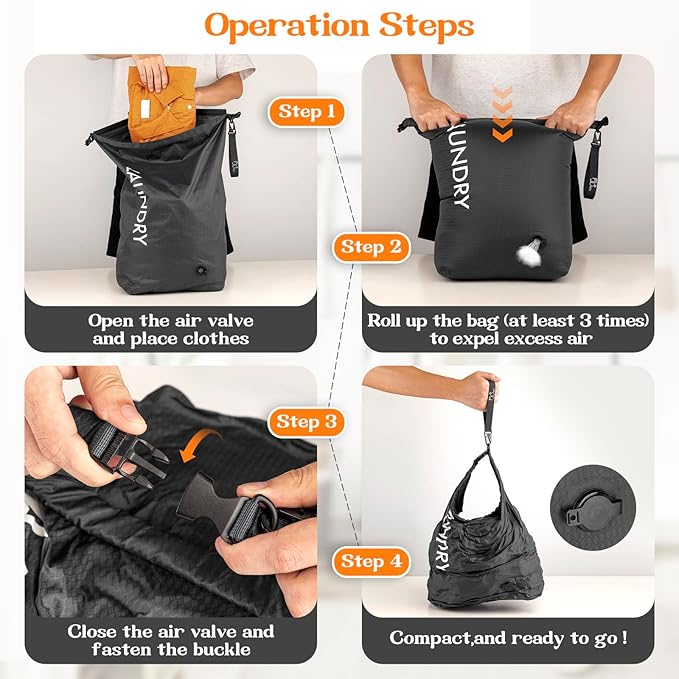 Compression Laundry Bag for Travel, Dirty Clothes Travel Laundry Bag,