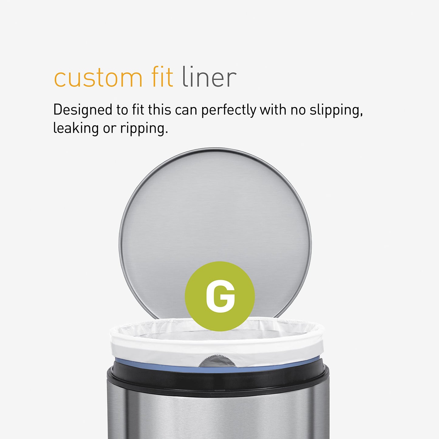 simplehuman CW0257 code G Custom Fit Bin Liner Bulk Pack, White Plastic (3 Pack of 20, Total 60 Liners)