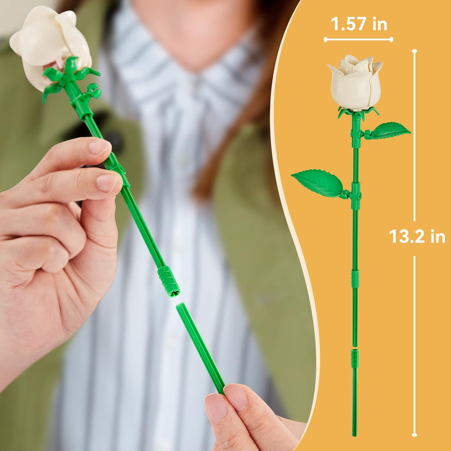 EWED Rose Flower Bouquet Building Set: Artificial Flowers Botanical Collection Blocks Kit for Women Girls Wife Adults Home Decor Thanksgiving Christmas Mother's Day Valentine's Gifts 6-Pack