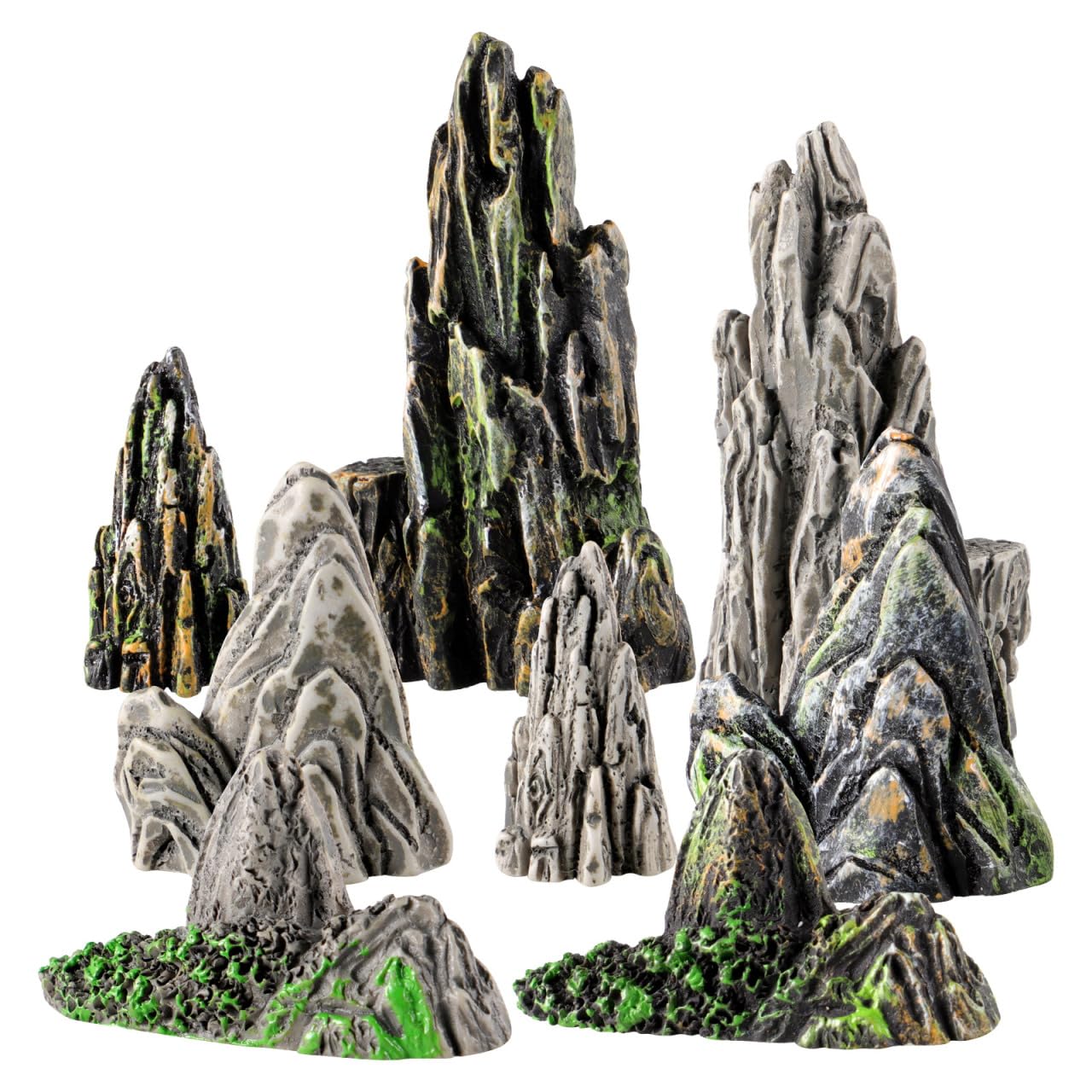 Toddmomy 8Pcs Miniature Mountain Models, 1.5" Resin Rockery Stones for Aquarium Decor, Zen Garden Accessories, Bonsai Ornaments for Fish Tank