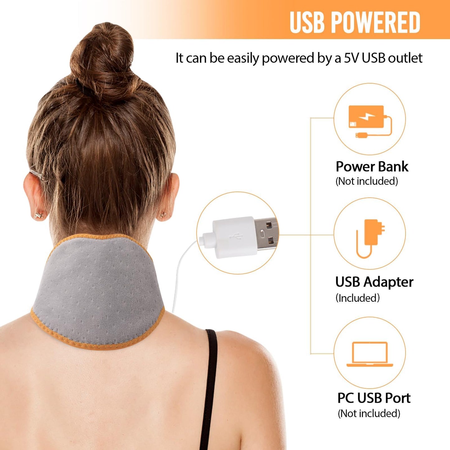Portable Neck Heating Pad with Vibration Massage for Pain Relief, Rechargeable Heated Neck Wrap for Soreness Stiffness, 3 Heat Levels & Vibrations, Auto-Off, 3000mAh Battery Included