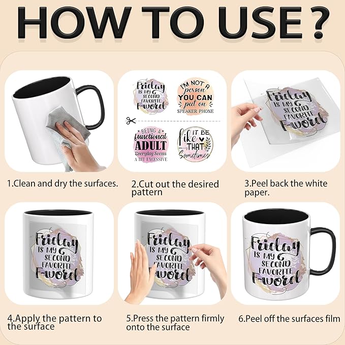 4 Sheets Rub on Transfers for Crafts, Animal Satirical Quotes Furniture