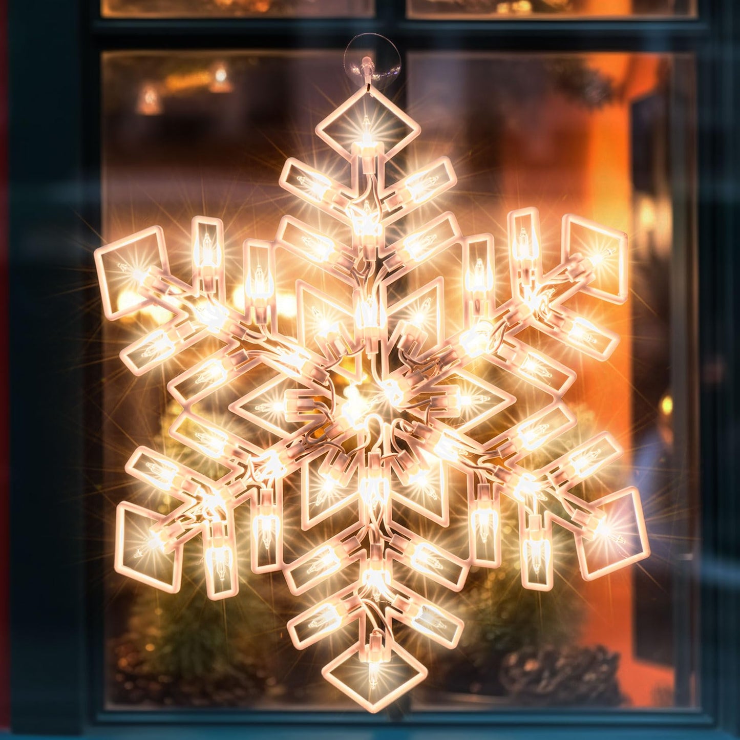 XMASLAND 15 Inch Christmas Window Silhouette Lights Decorations, 50L Christmas Sculpture,Including:Snowflake x1