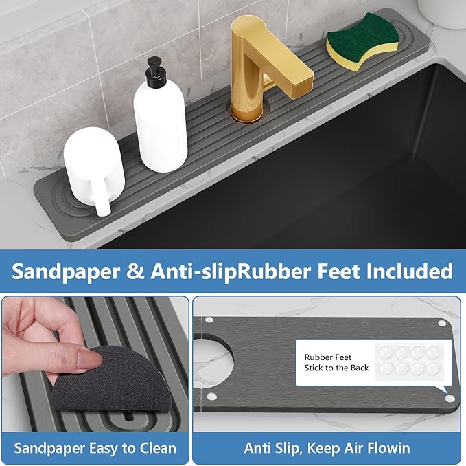24'' Longer Faucet Mat for Kitchen Sink Stone Faucet Mat for Kitchen Sink