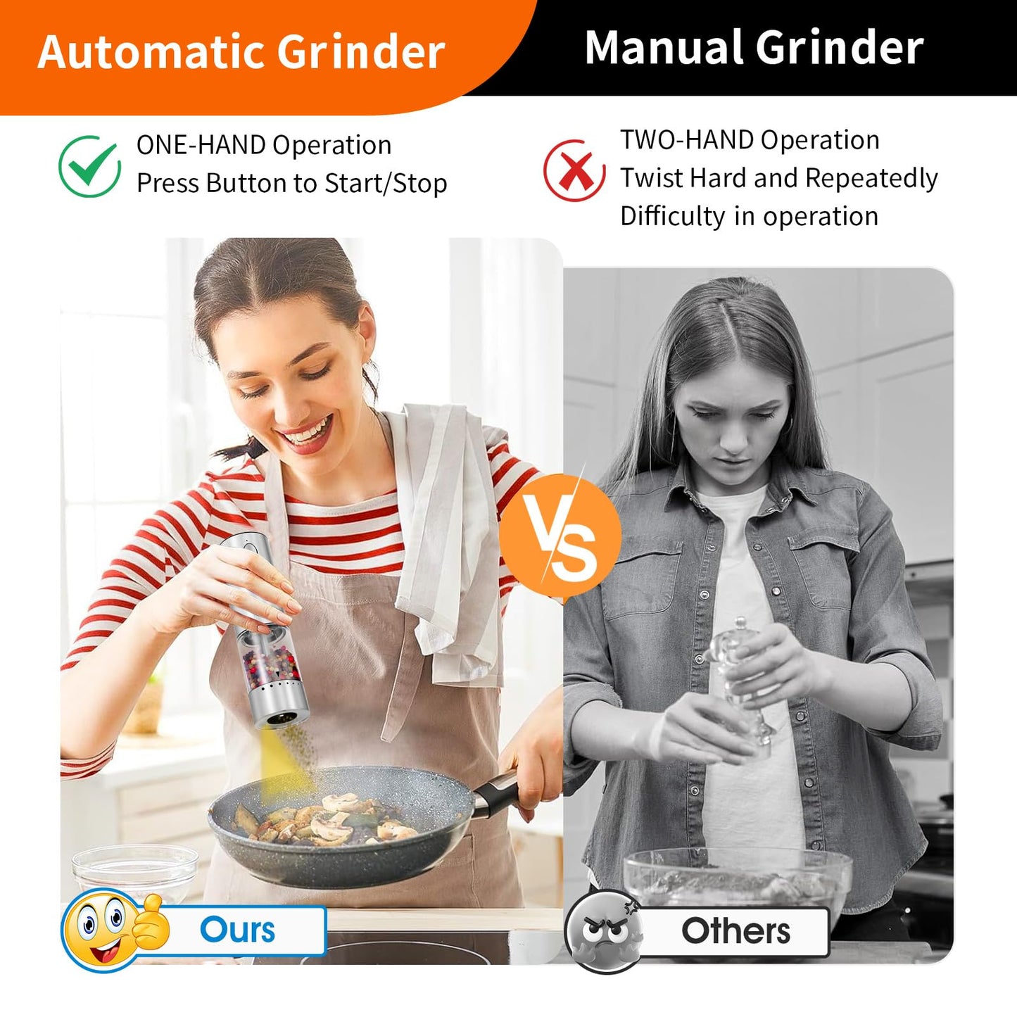 Electric Salt and Pepper Grinder Set Stainless steel,Large Capacity Automatic Pepper Mill Grinder with Upgraded Rechargeable Base and LED Light, Variable Grinding Speed, External Adjustable Coarseness