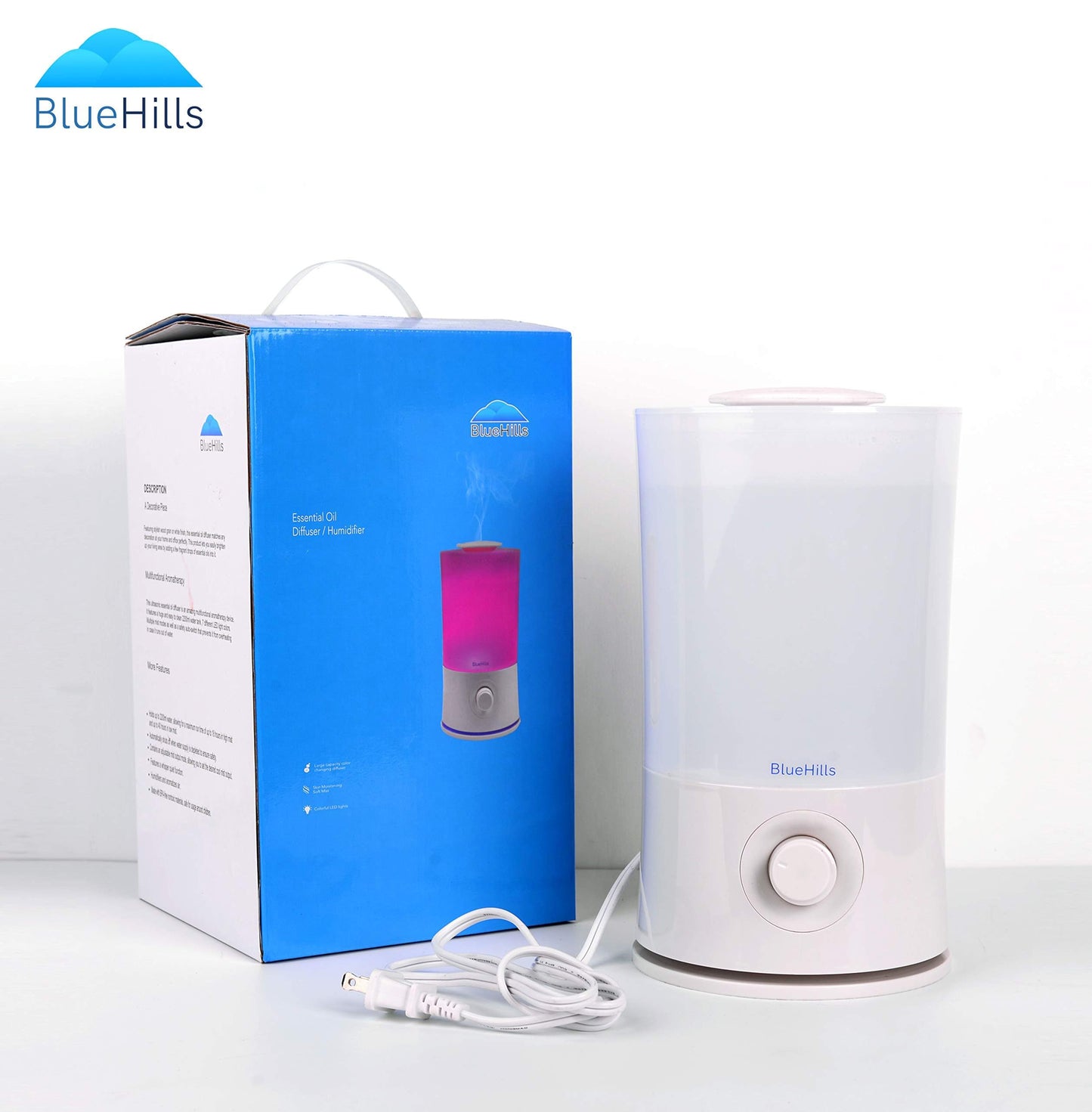 BlueHills Premium 2000 ML XL Large Essential Oil Diffuser Aromatherapy Humidifier for Large Room Home 40 Hour Run Huge Coverage Area 2 Liter Extra Large Capacity Huge Diffuser Wood Grain E005