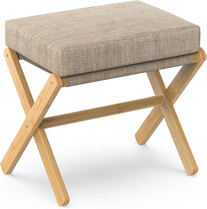 BAMBOOHOMIE Foldable Foot Stool Ottoman, Modern Foot Rest