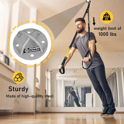 POWER GUIDANCE Wall and Ceiling Mount Bracket for Suspension Straps, Gymnastic Rings, Yoga Swings & Hammock Resistance Band Battle Rope (Silver, Set of 1)