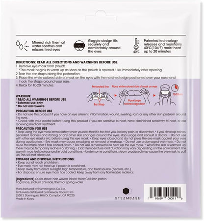 Epielle Steam Eye Mask Pack of 6 for Dry Eyes and Puffiness Helping Sleep with Melatonin Steam Moisture Self Inflate Heated from Korea