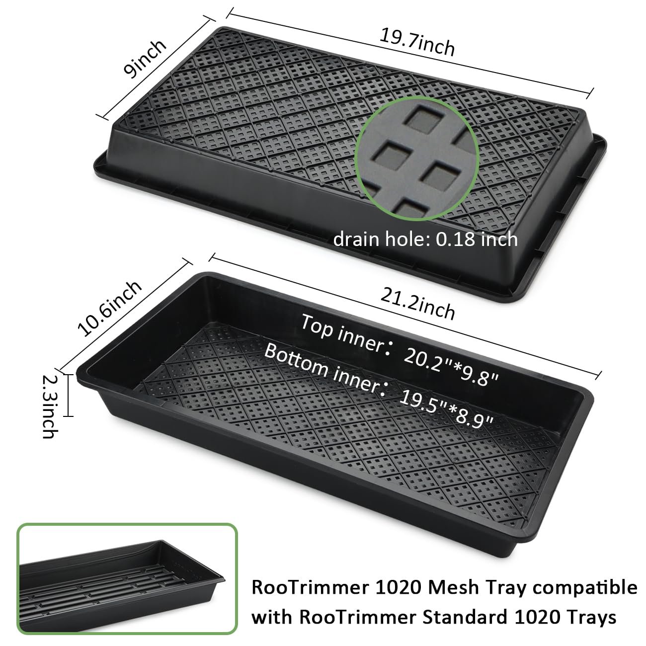 RooTrimmer 10 Pack 1020 Mesh Trays, Extra Strength 1020 Mesh Bottom Trays with Holes, 20'' x 10'', Heavy Duty Propagation Flats for Microgreens, Seed Starting, Soil Blocks, Hydroponics & Wheatgrass