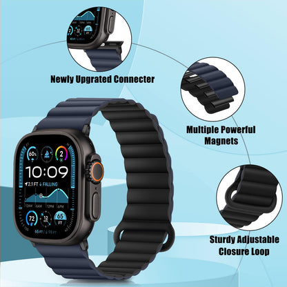 HITZEE Compatible with Apple Watch Strap 49/46/45/44/42/41/40/38mm, Double Sided Wearable Magnetic Band Compatible for iWatch Ultra 3/2/1 Series 11 10 9 8 7 SE3 6 5-1 (42/44/45/46/49, Dark Blue-B)