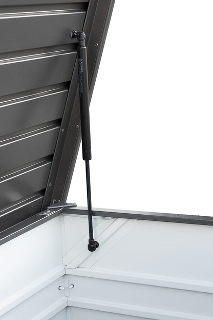 Biohort LeisureTime Metallic Dark Gray Deck Box - 51 Gallon Metal Outdoor Storage, Locking, Waterproof, for Tools, Cushions, Pool & Package Chest, Soft Close Size: 18in x 40in x 25in