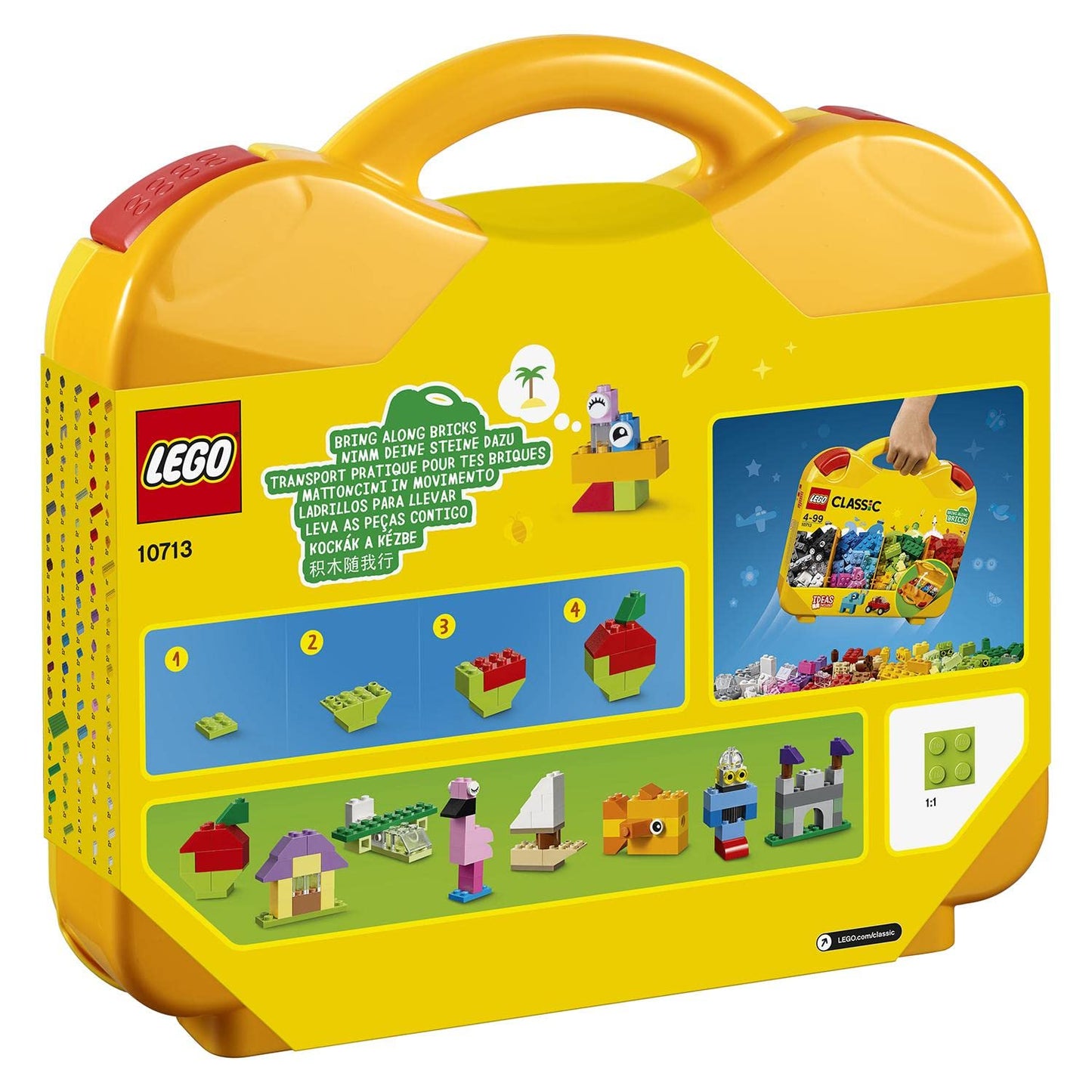 LEGO 10713 Classic Creative Suitcase, Toy Storage Case with Fun Colourful Building Bricks, Gifts for 4 plus Year old Kids, Boys & Girls