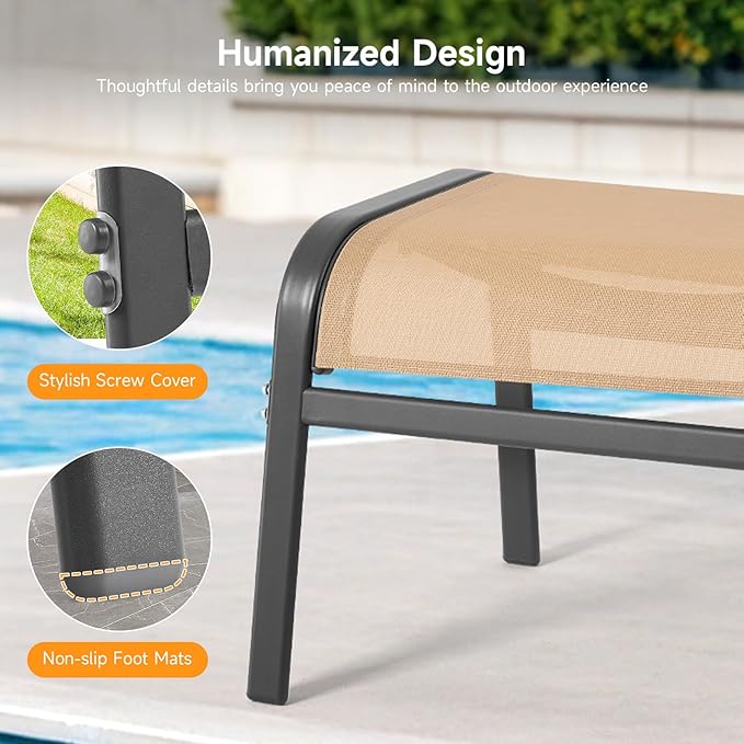 ONBRILL Outdoor Ottoman Set of 2, All Weather Outdoor Foot Stool